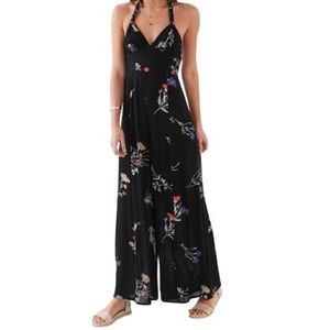 Urban Outfitters Brandy Halter Floral Wide Leg Romper/Jumpsuit